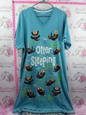LITTLE BLUE HOUSE dress gown Teal Otter Pajama Nightshirt - Otter Be Sleeping